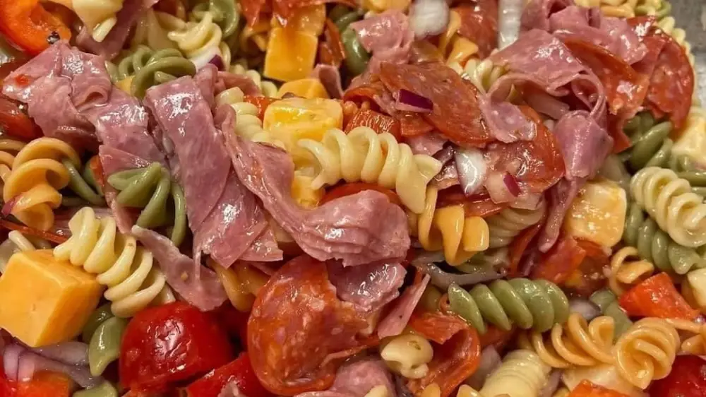 Box of tricolored pasta