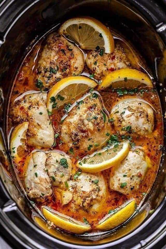 Slow Cooker Lemon Garlic Butter Chicken