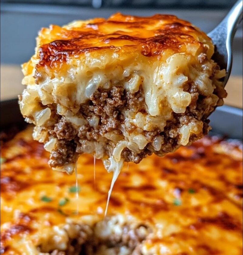 Cheesy Ground Beef and Rice Casserole