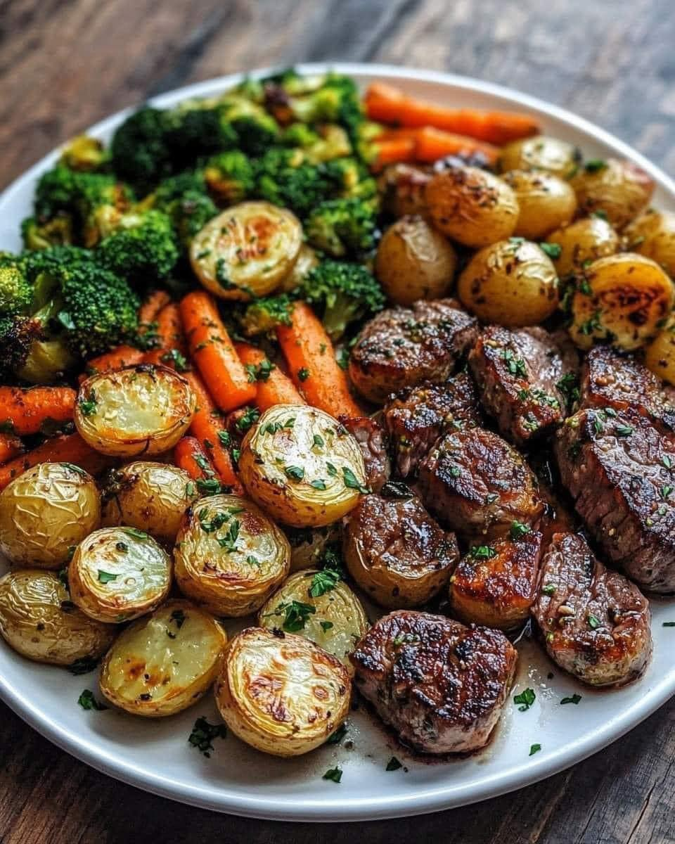 Garlic Herb Steak Bites with Roasted Vegetables 