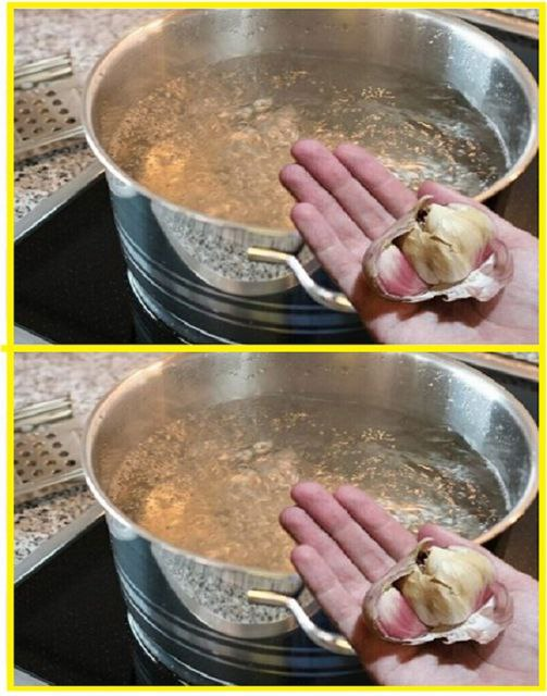 Boil 5 cloves of garlic in a large pot and then use it like this