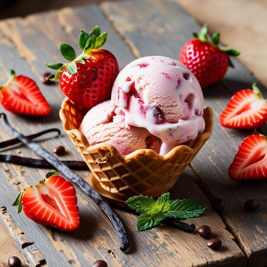  Luscious Strawberry Vanilla Bean Ice Cream 