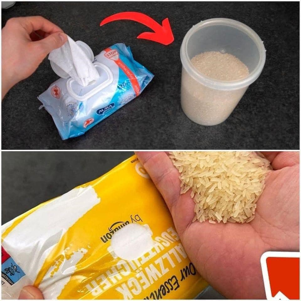 An ingenious method for cleaning, the Rice and Wet Wipes Hack is a remarkable invention.