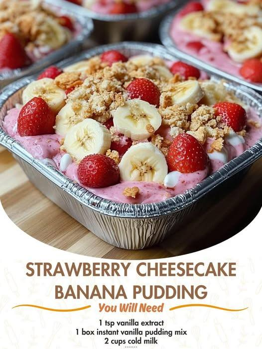 Strawberry cheesecake banana pudding