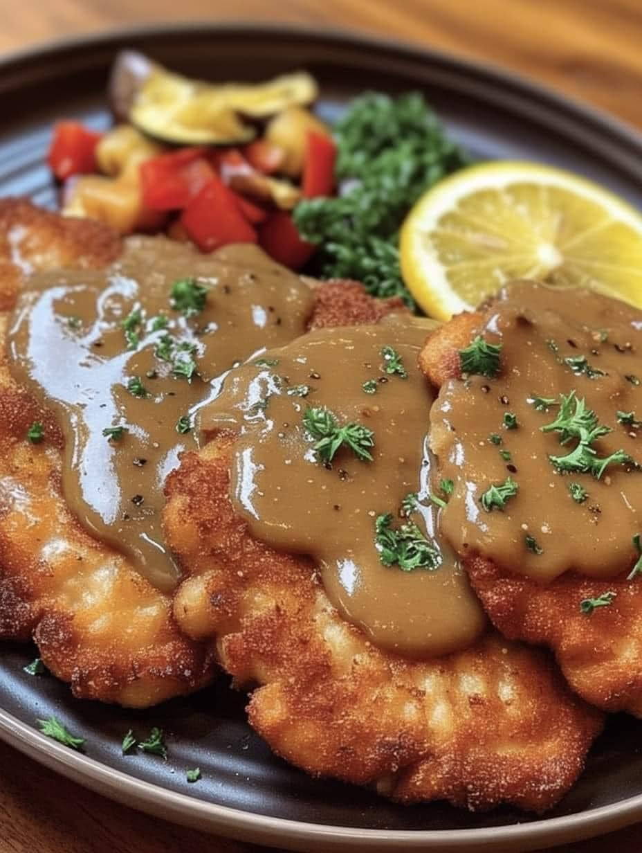 Pork Schnitzel with Dijon Gravy 