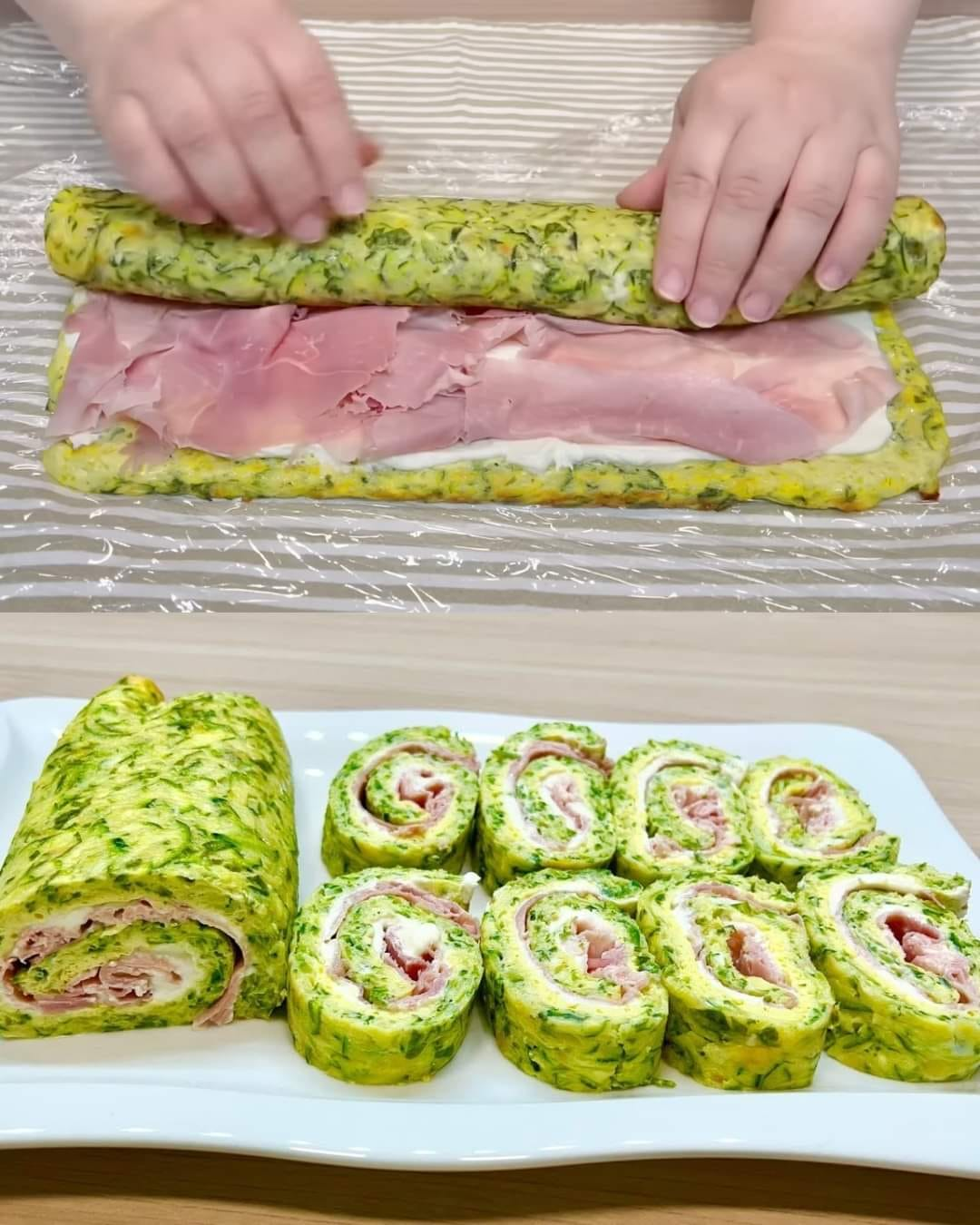 Zucchini Roll Stuffed with Ham and Cheese Recipe