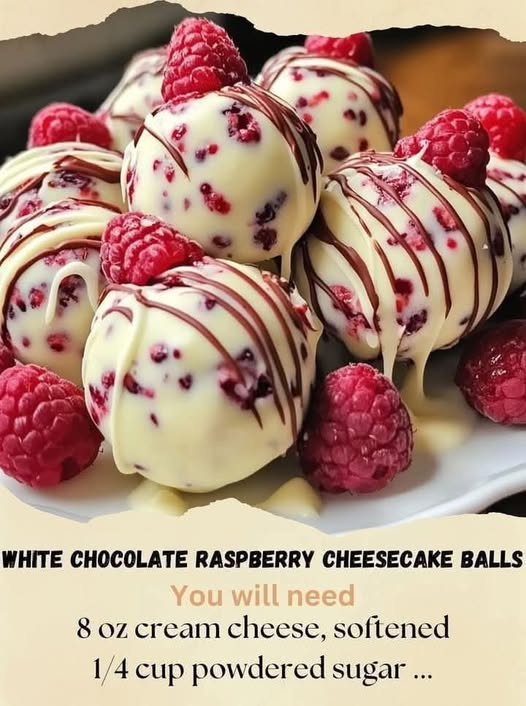 White Chocolate Raspberry Cheesecake Balls