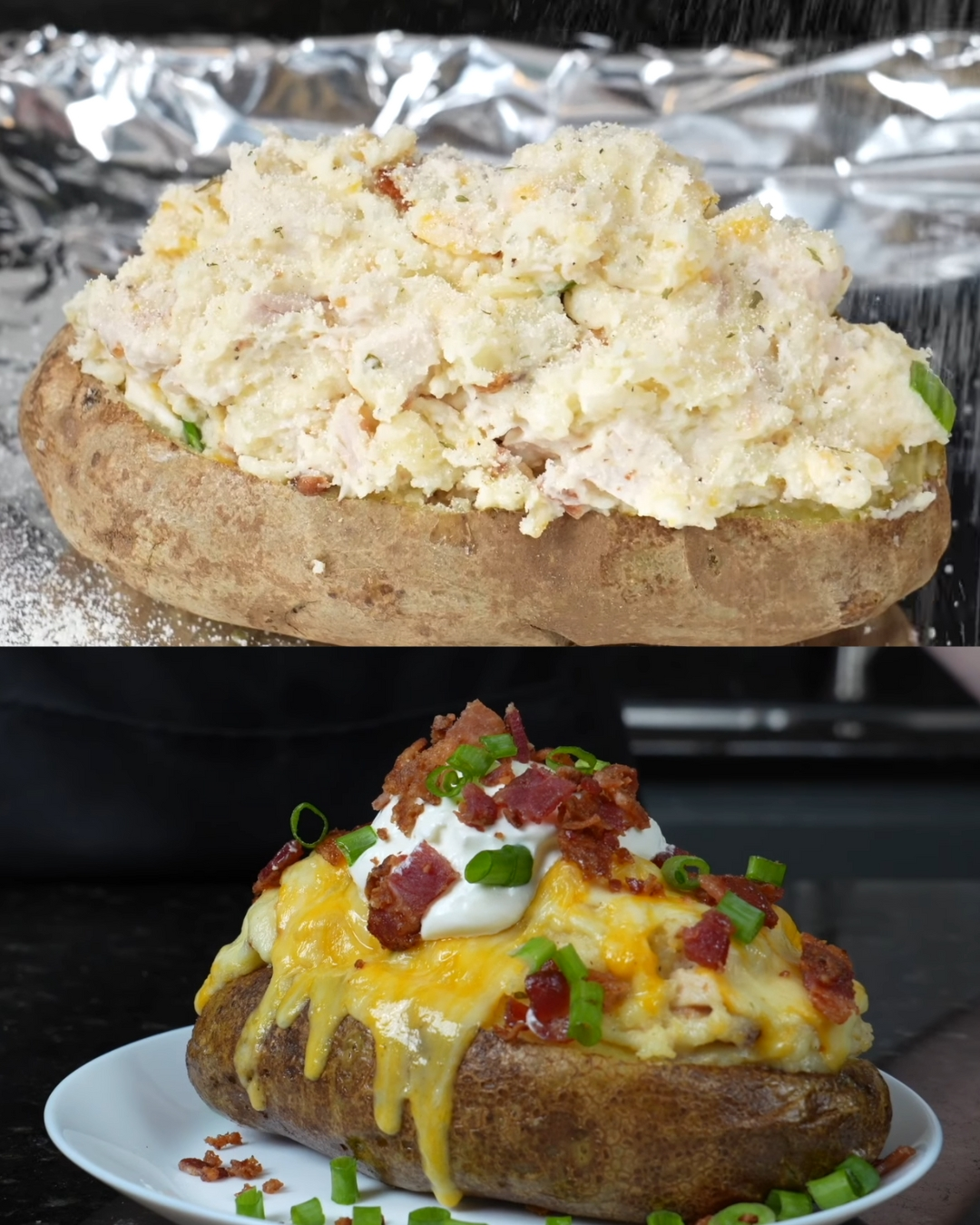 Loaded Baked Potatoes with Chicken, Bacon, and Ranch