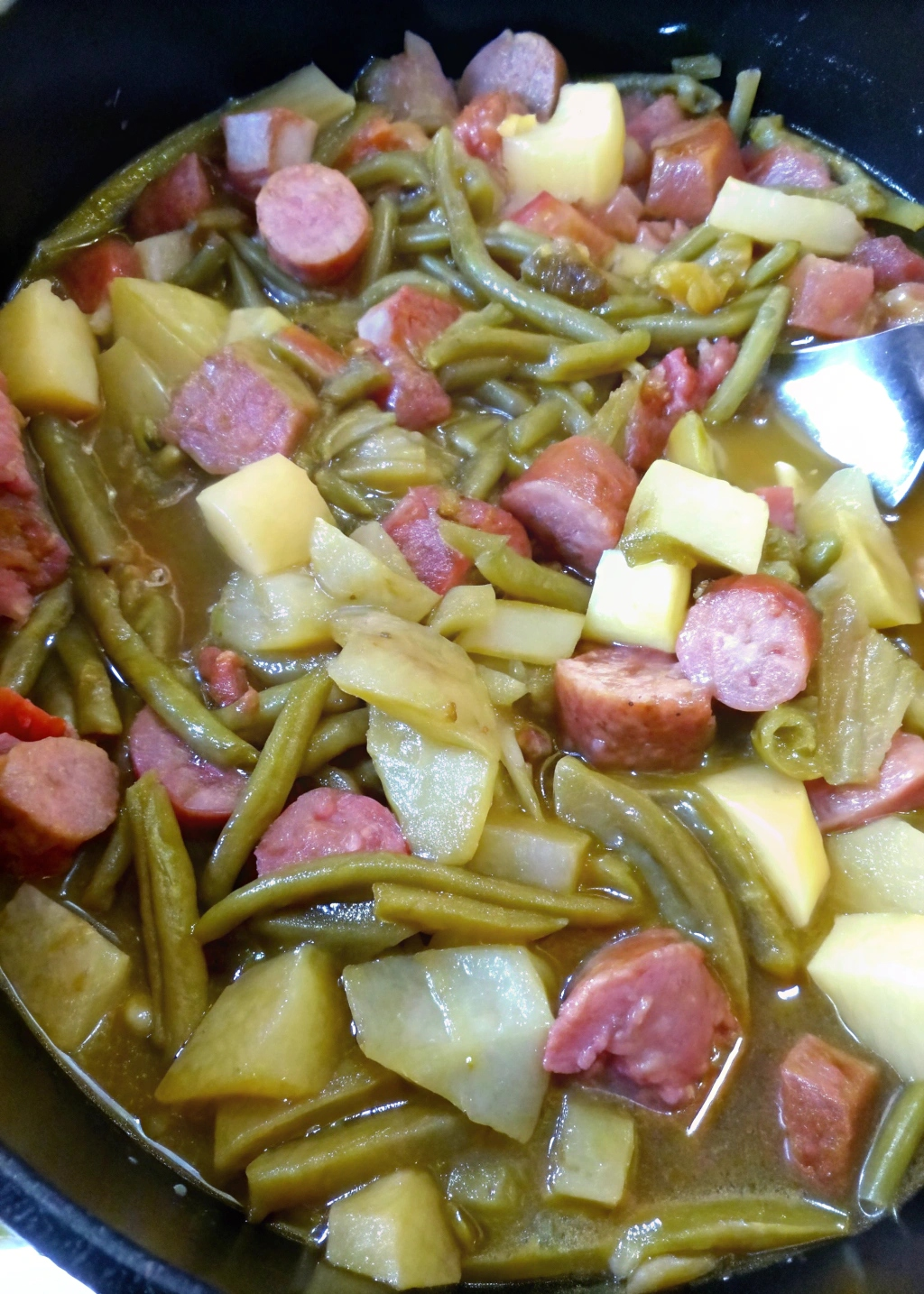 Crockpot Ham, Green Beans and Potatoes